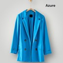 Azure Small Open Front Double Breast Button Detail Pocketed Blazer