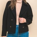 Black Small Wool Double Breasted Coat Jacket