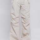 Cream Large Pocketed Parachute Pants