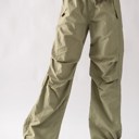 Olive Medium Pocketed Parachute Pants