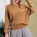  Boat Neck Ribbed Knit Sweater