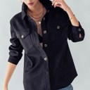 Black Medium Ultra Soft Faux Suede Button Down Shirt Jacket