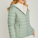 SageGreen Small Cozy Sherpa Fleece-Lined Reversible Hooded Puffer Jacket