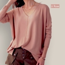  Relaxed Fit V Neck Hi-Lo Sweater