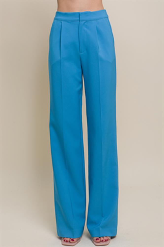 Elegant Ease Wide-Leg Slacks with Front Pleats