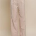 Beige Small Elegant Ease Wide-Leg Slacks with Front Pleats