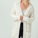 Ivory Small Chenille Cable Knit Ribbed Open Front Cardigan / 9 Colors