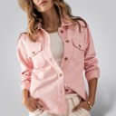 Pink Small Front Closure Chest Pockets Shirt Jacket