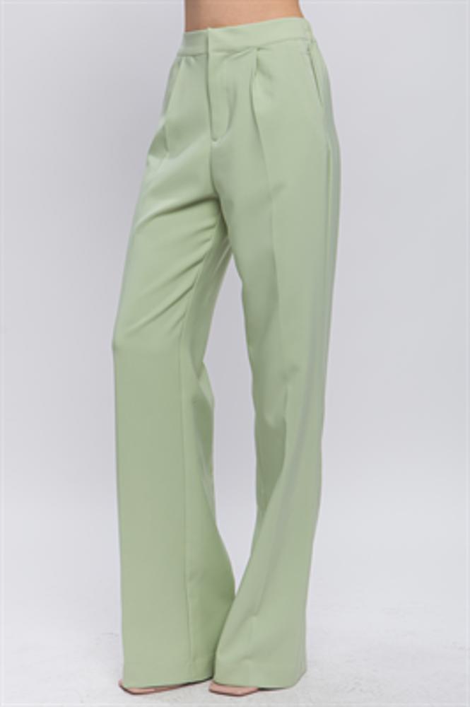 Elegant Ease Wide-Leg Slacks with Front Pleats