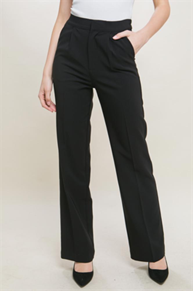 Elegant Ease Wide-Leg Slacks with Front Pleats