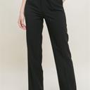 Black Small Elegant Ease Wide-Leg Slacks with Front Pleats