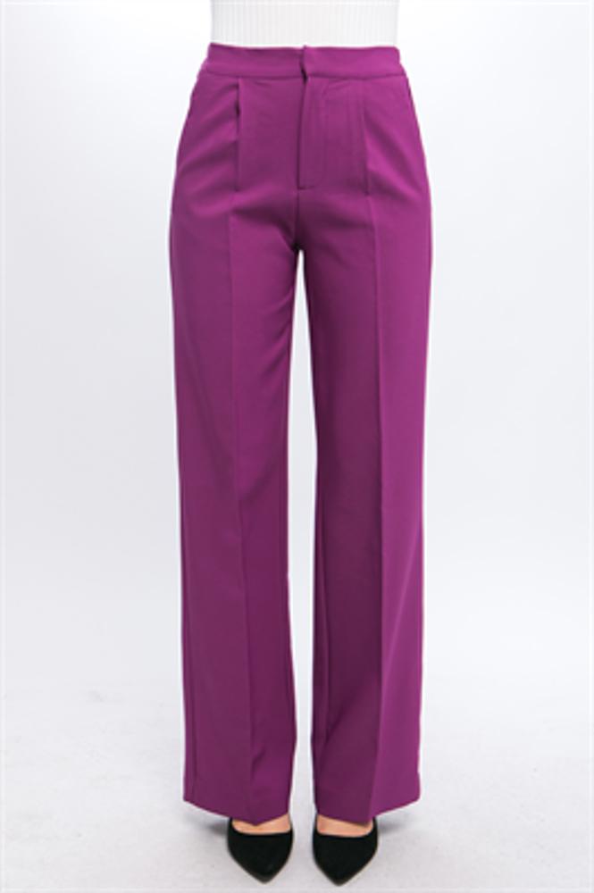 Elegant Ease Wide-Leg Slacks with Front Pleats