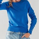 Blue Small Perfect Layering Button Detail Sweater