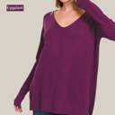  Relaxed Fit V Neck Hi-Lo Sweater