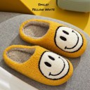 Happy Face Yellow/White S Sherpa Fuzzy Slippers Collection