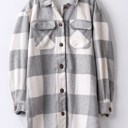  Oversized Buffalo Plaid Curved Longer Hemline Jacket