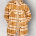 Clay Small Cozy Up Plaid Shacket with Sherpa Lining