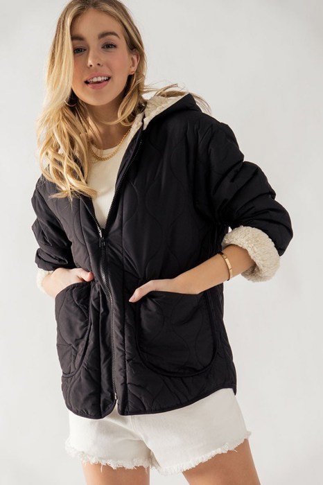 Fleece Lined Wave Quilted Reversible Jacket