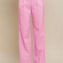 Pink Large Elegant Ease Wide-Leg Slacks with Front Pleats