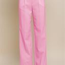 Pink Small Elegant Ease Wide-Leg Slacks with Front Pleats