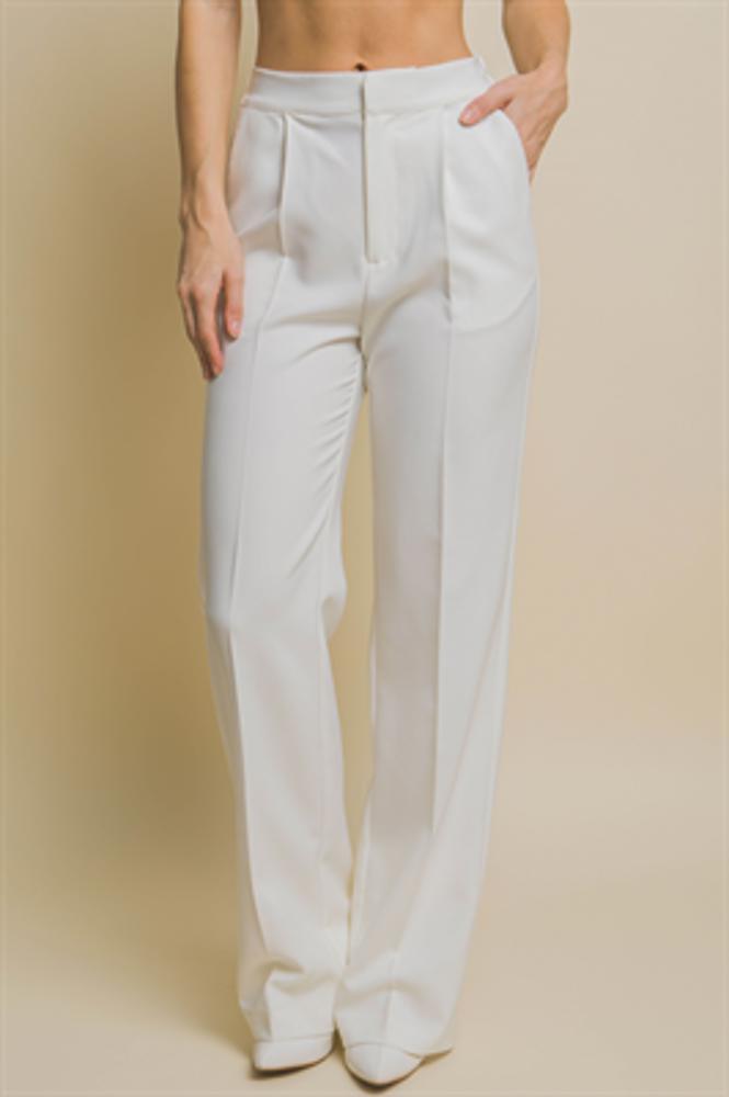 Elegant Ease Wide-Leg Slacks with Front Pleats