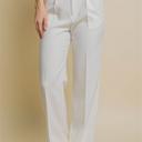 Ivory Large Elegant Ease Wide-Leg Slacks with Front Pleats