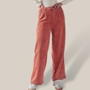 Clay Small Corduroy Elastic Back Button Front Zip-Up Pants