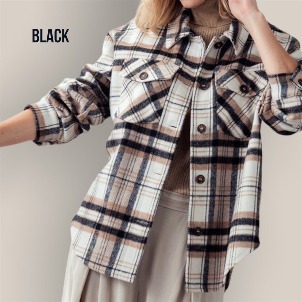 Multicolor Plaid Pattern Drop Shoulder Jacket