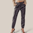  Faux Leather High Waist Jogger with Elastic Waist