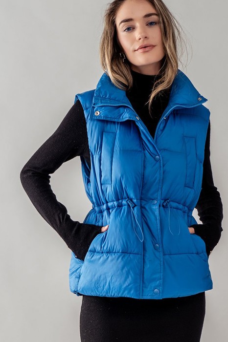 Padded Puff Vest with Waist Cinch