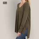  Relaxed Fit V Neck Hi-Lo Sweater