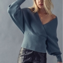  Rib Knit Surplice Dolman