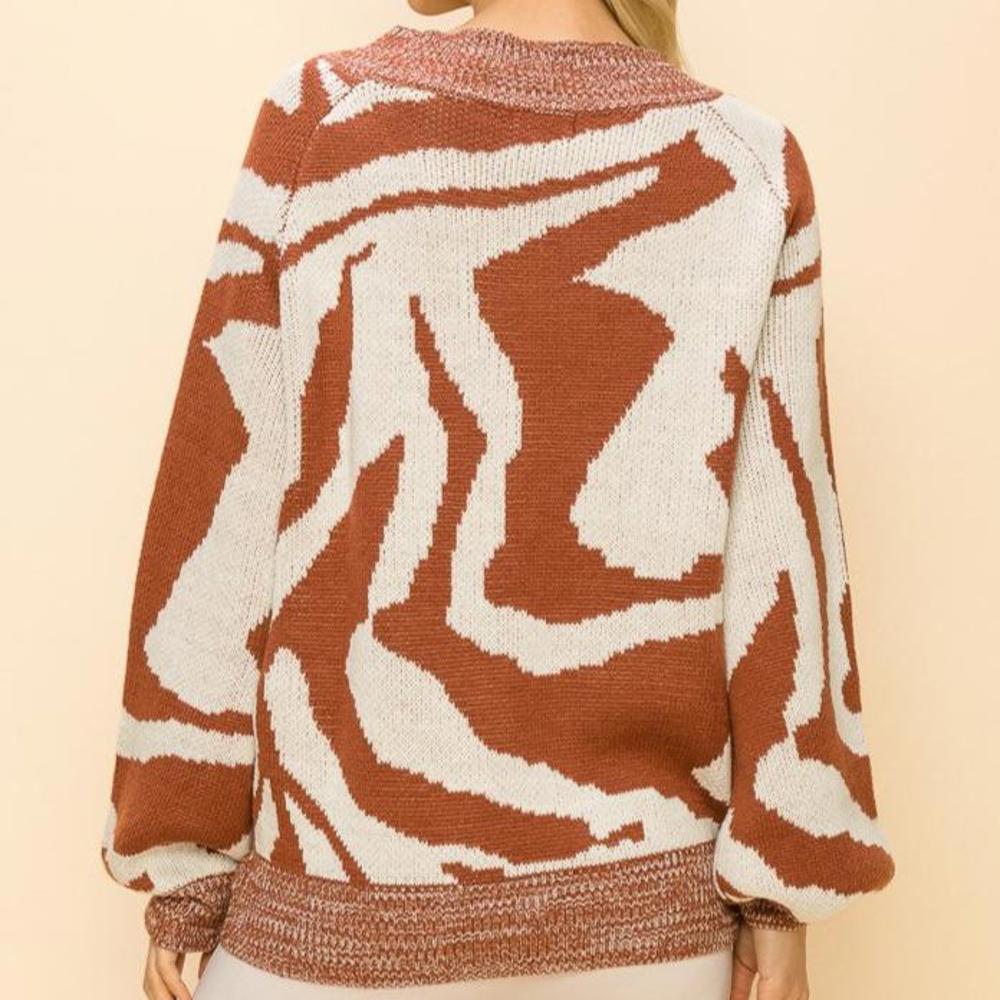 Printed Knit Pullover Sweater