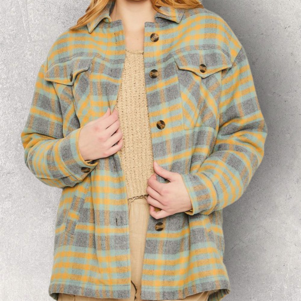 Cozy Up Plaid Shacket with Sherpa Lining