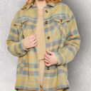 Mint Small Cozy Up Plaid Shacket with Sherpa Lining