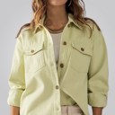 Lime Small Front Closure Chest Pockets Shirt Jacket