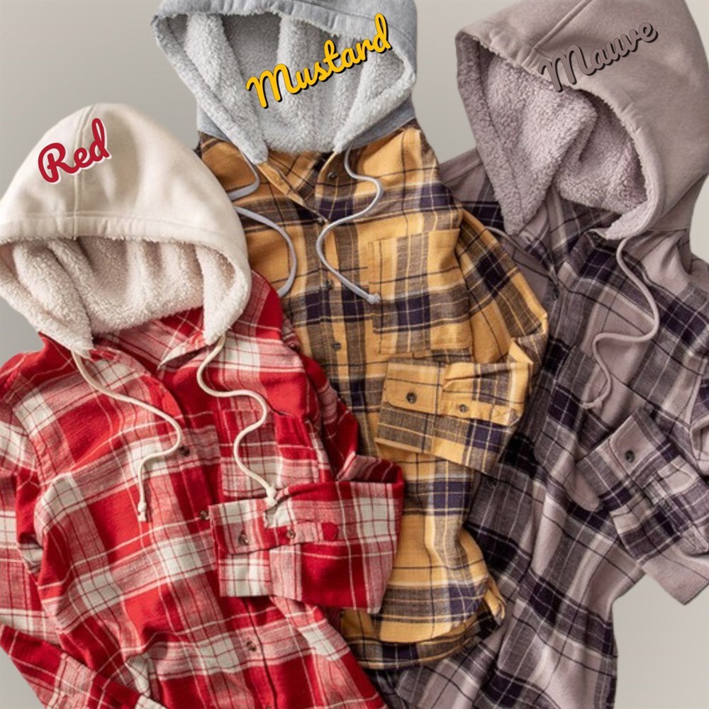 Pocketed Plaid Hooded Shirt