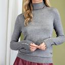  Embellished Button Detail Turtleneck Sweater