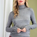  Embellished Button Detail Turtleneck Sweater