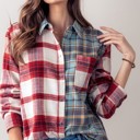  Plaid Contrast Print Button Down Shirt