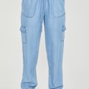 Blue Small Tencel Cargo Pocketed Joggers