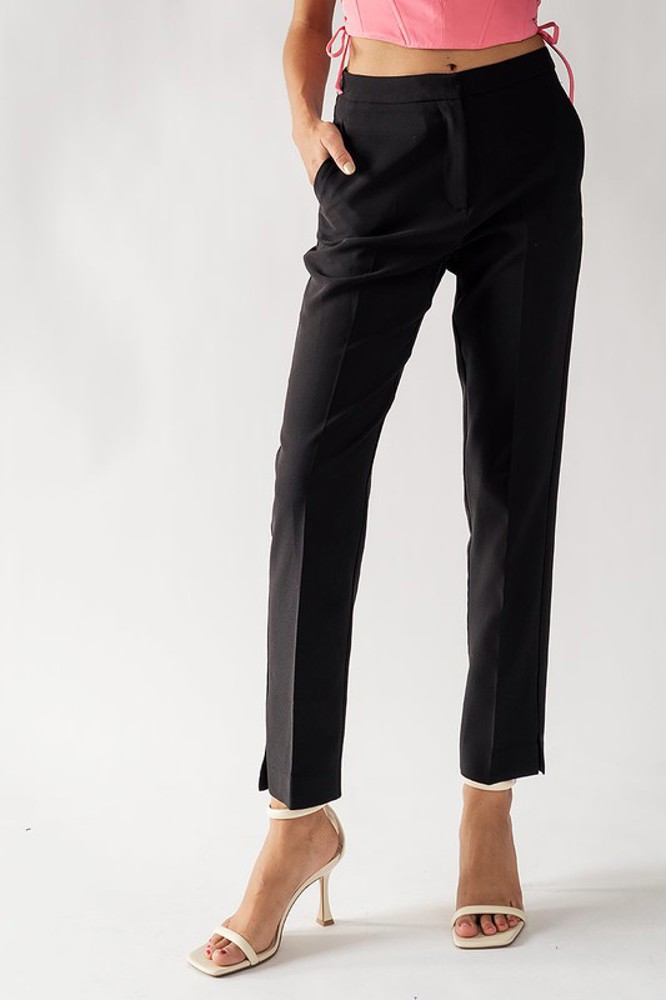 Solid Straight Leg Trouser Pants / S-XL