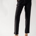 Black Medium Solid Straight Leg Trouser Pants / S-XL