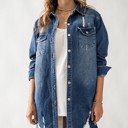  Distressed Denim Button Up Shirt Jacket