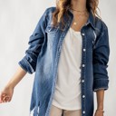 DK Denim Small Distressed Denim Button Up Shirt Jacket