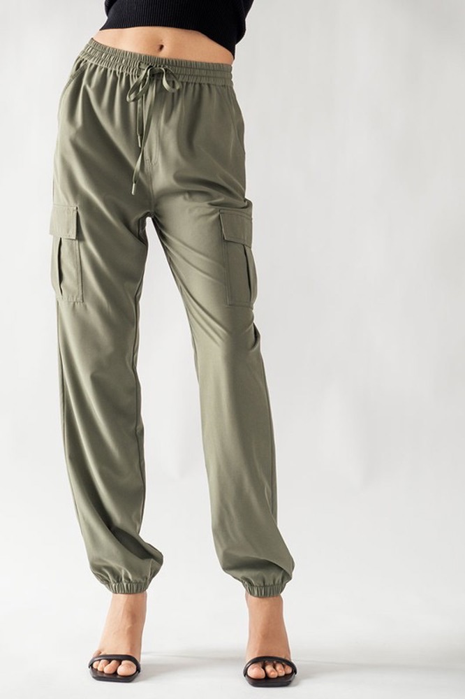 Elastic Drawstring Cargo Pocket Jogger