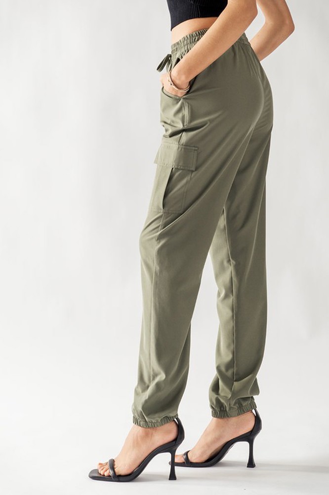 Elastic Drawstring Cargo Pocket Jogger