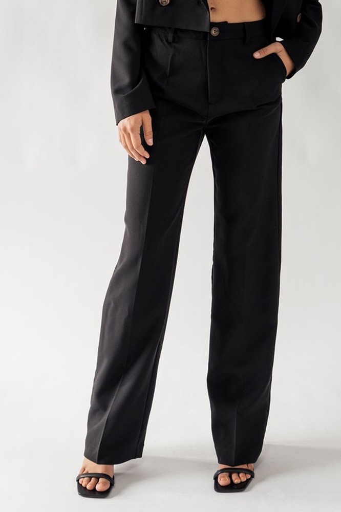 Solid Straight Leg Trouser Pants / S-XL