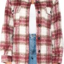 Burgundy Combo Small Wool Blend Pocketed Plaid Shacket