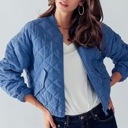 Blue Small Diamond Quilted Bomber Jacket